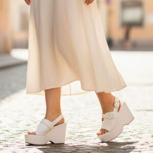 NEW- White Women's Wedge Sandals